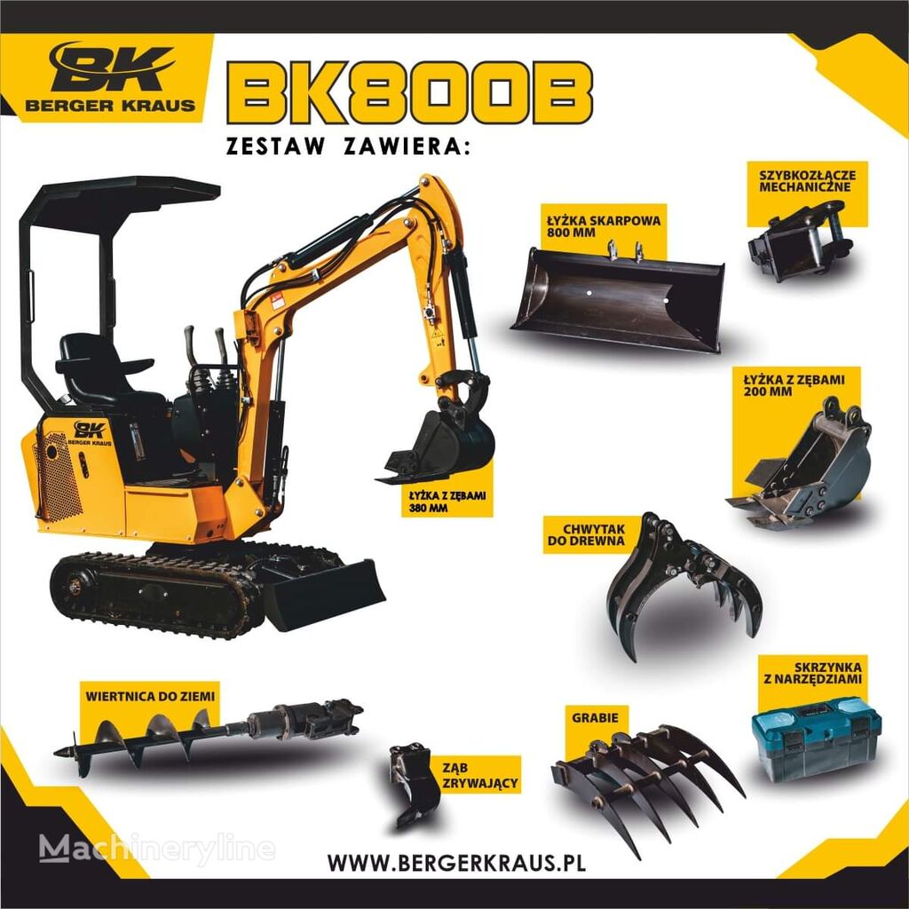 ny Berger Kraus Mini Excavator BK800B with FULL equipment minigraver
